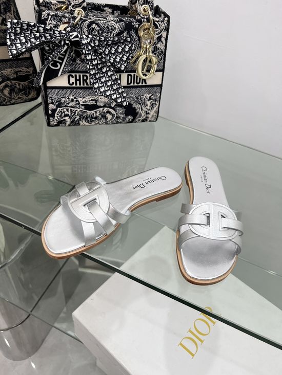 Christian Dior Elegant Pearl Embellished Crossband Slip-on Flats