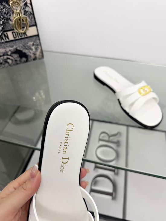 Christian Dior Elegant Pearl Embellished Crossband Slip-on Flats