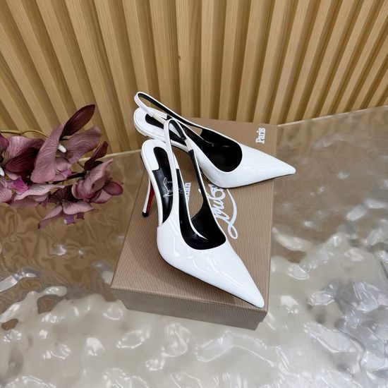 Christian Louboutine Elegant Floral Embellished Patent Leather Heels With Red Sole