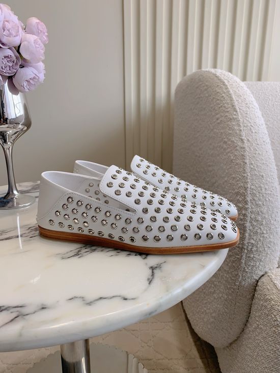 Jimmy Choo Hollow Out Flat Chunky Heel Leather Pumps