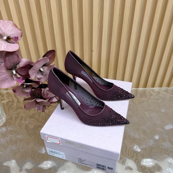 Jimmy Choo Elegant High-Heeled Mules with Sparkling Embellishments
