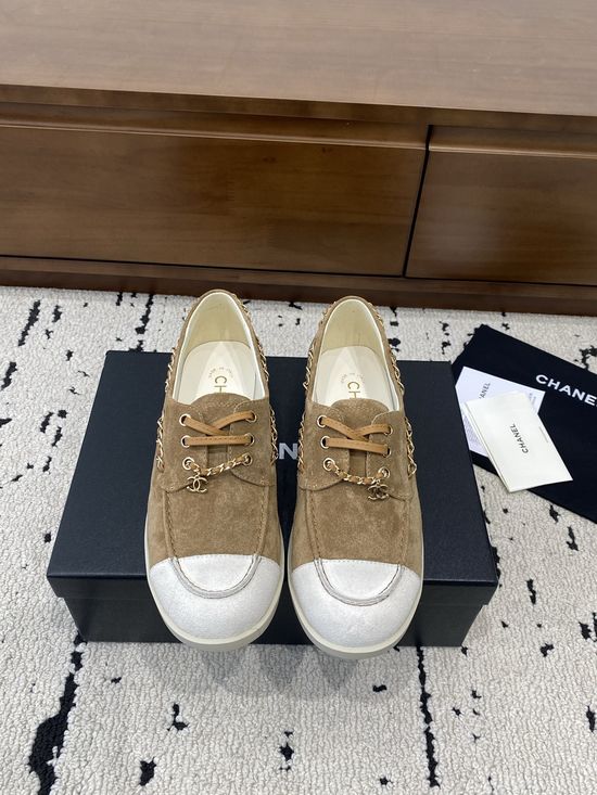 Chanel Vintage Chain Decor Loafers Premium Leather Comfortable Footwear