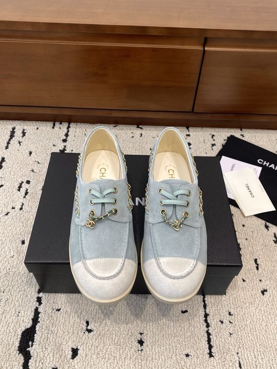 Chanel Vintage Chain Decor Loafers Premium Leather Comfortable Footwear