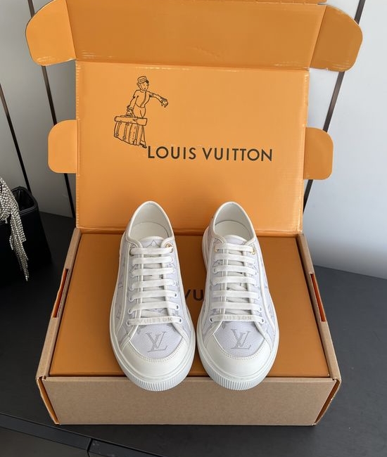 Louis Vuitton LV Denim Canvas Casual Sneakers with Embossed Pattern Comfortable Sole