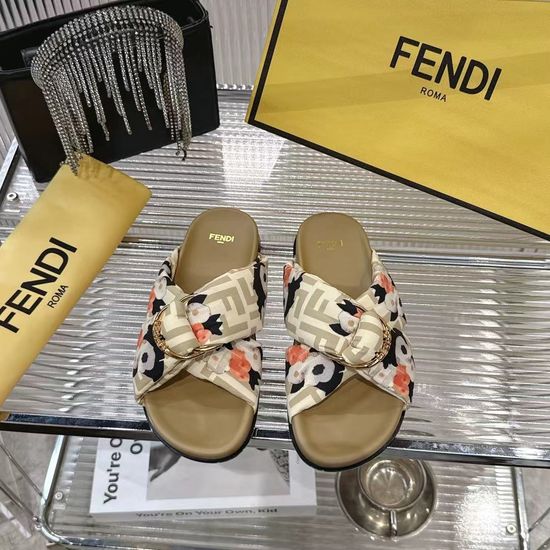 Fendi Classic Buckle Slides Soft Fabric Casual Daily Footwear