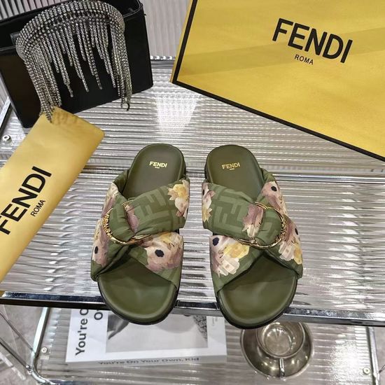 Fendi Classic Buckle Slides Soft Fabric Casual Daily Footwear