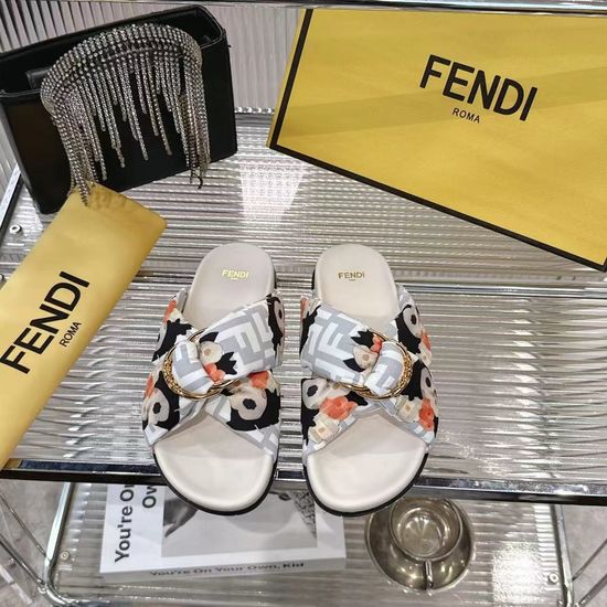 Fendi Classic Buckle Slides Soft Fabric Casual Daily Footwear