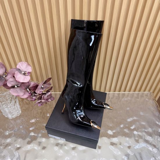 Yves Saint Laurent Sparkling Crystal-Embellished Pointed-Toe Boots