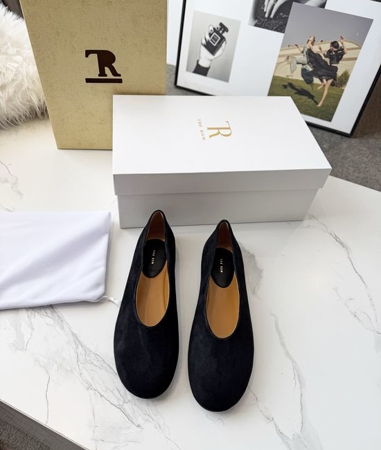 The Row Premium Suede Comfortable Mary Jane Flat Shoes