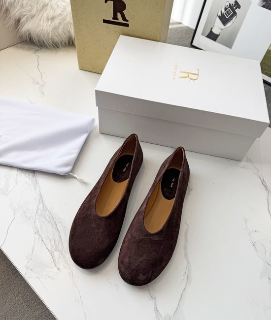 The Row Premium Suede Comfortable Mary Jane Flat Shoes
