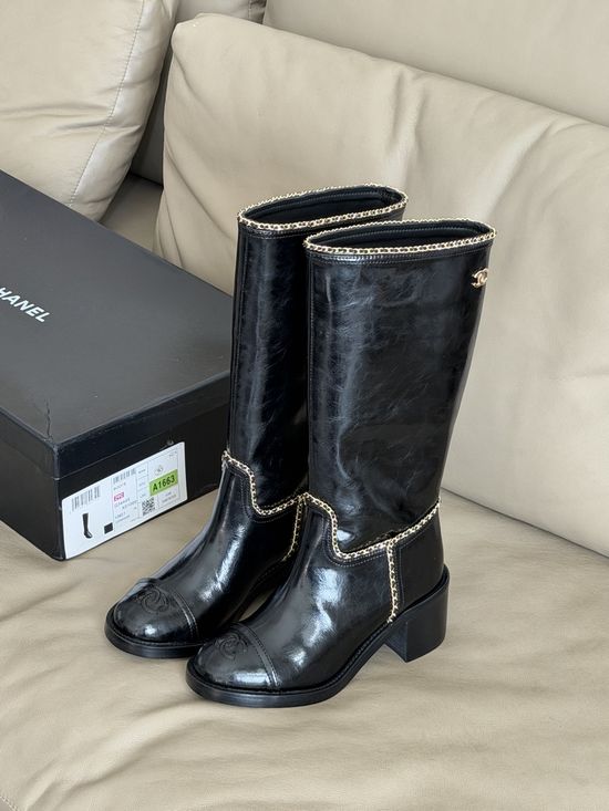 Chanel Patent Leather Chain Decor Casual Shoes Soft Lined Footwear