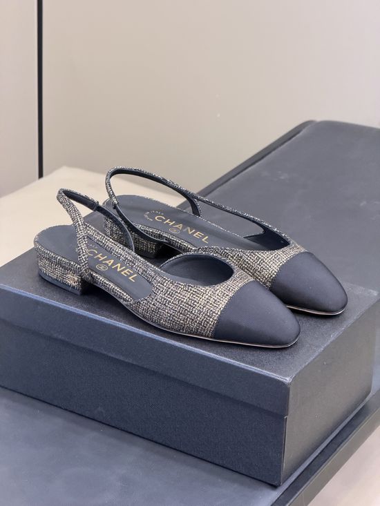 Chanel Elegant Lambskin Flat Slingback Soft Sole Casual Shoes