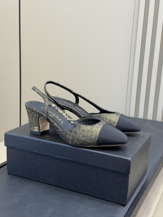 Chanel Elegant Lambskin Flat Slingback Soft Sole Casual Shoes