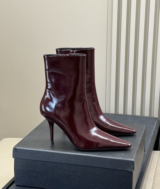 Yves Saint Laurent YSL Elegant Stiletto Short Boots Made of Genuine Leather