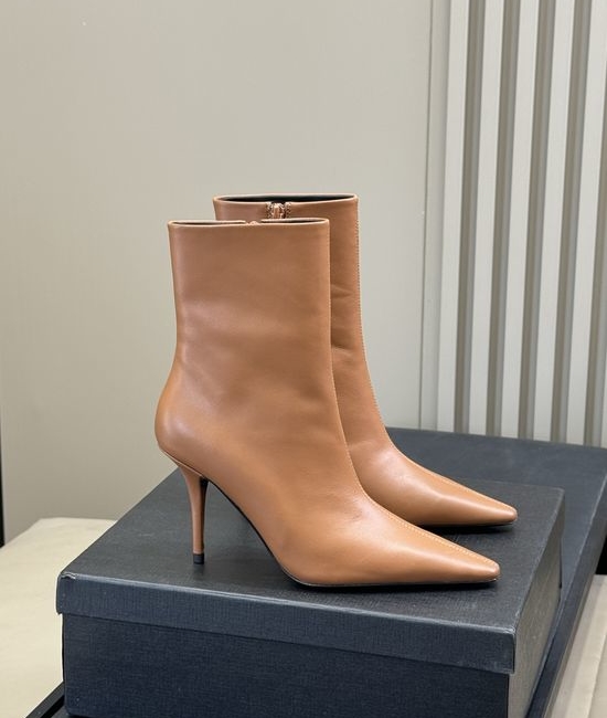 Yves Saint Laurent YSL Elegant Stiletto Short Boots Made of Genuine Leather