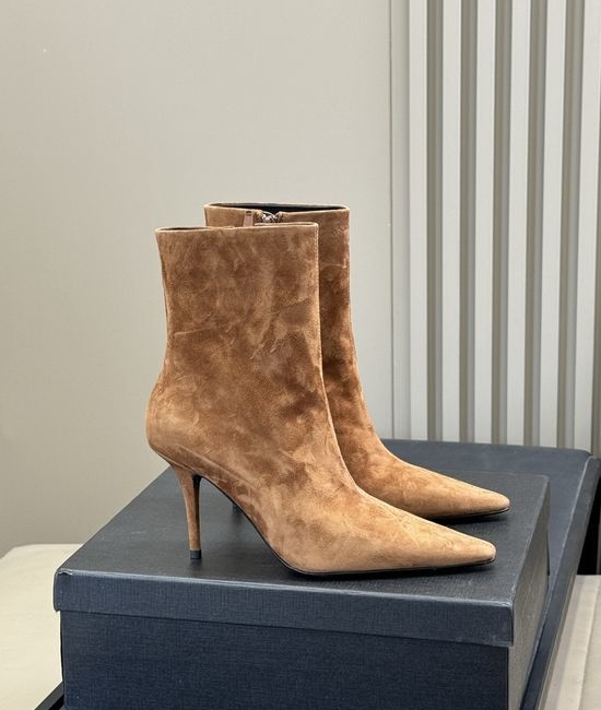 Yves Saint Laurent YSL Elegant Stiletto Short Boots Made of Genuine Leather