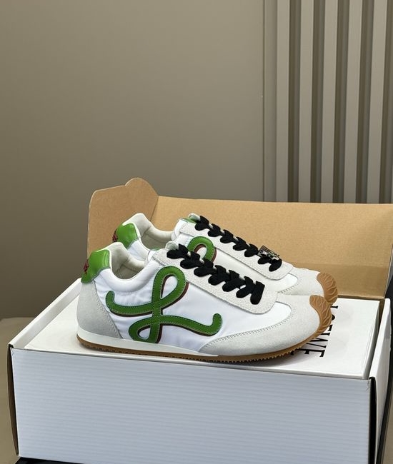 Loewe Premium Leather Canvas Paneled Casual Sneakers