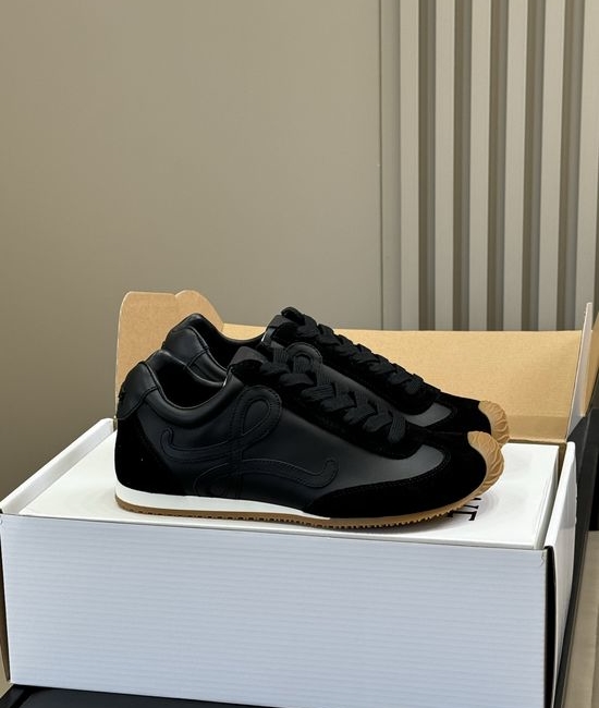 Loewe Premium Leather Canvas Paneled Casual Sneakers