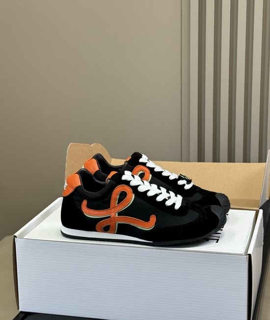 Loewe Premium Leather Canvas Paneled Casual Sneakers