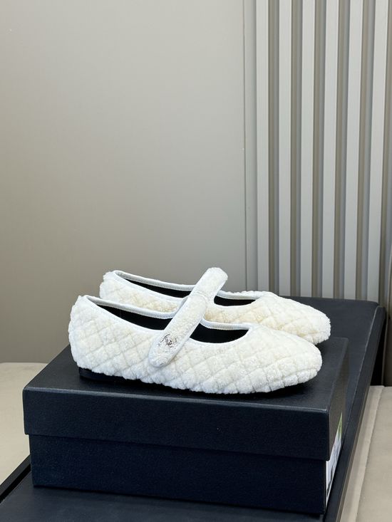 Chanel Fuzzy Mary Jane Shoes Quilted Comfort Warm Everyday Footwear