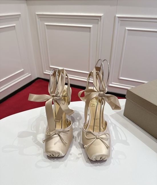 Christian Louboutine Premium Silk Bow Heels Soft Lining Genuine Leather Sole