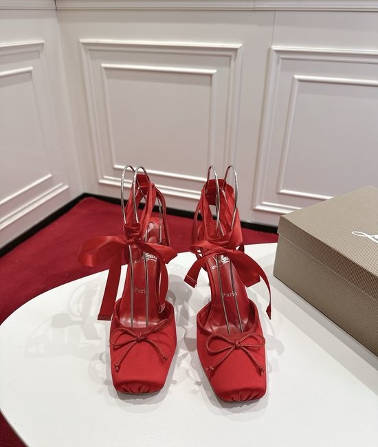Christian Louboutine Premium Silk Bow Heels Soft Lining Genuine Leather Sole