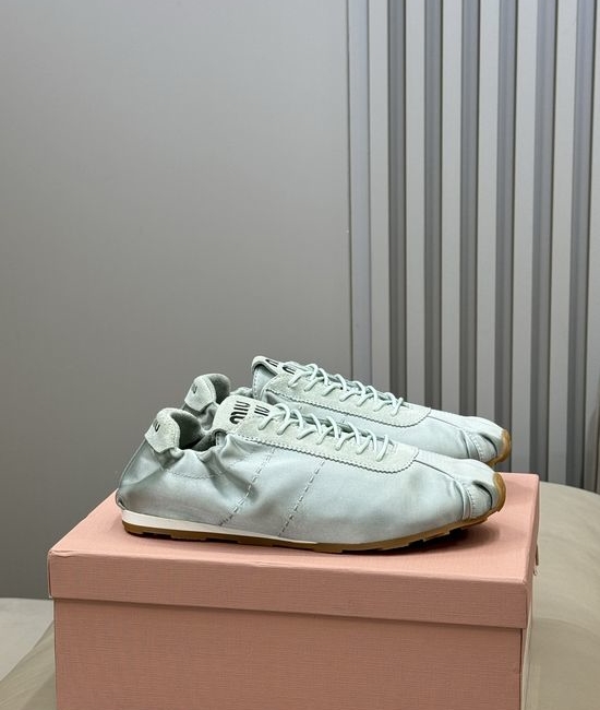 Miu Miu Satin Suede Casual Trainers Soft Lined Comfortable Everyday Shoes
