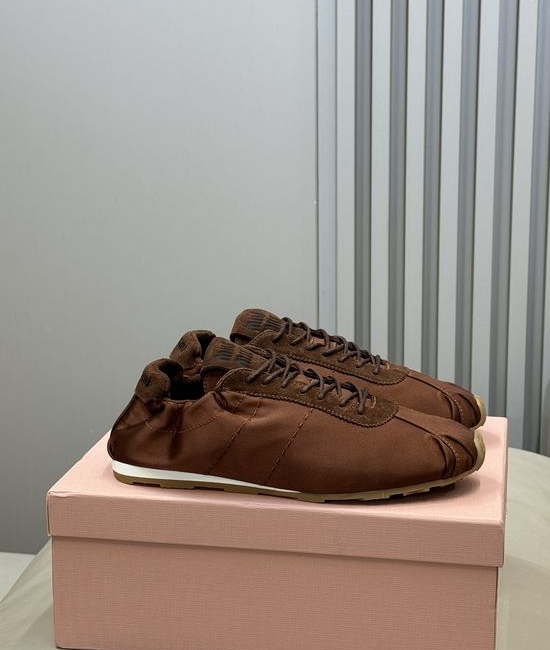 Miu Miu Satin Suede Casual Trainers Soft Lined Comfortable Everyday Shoes