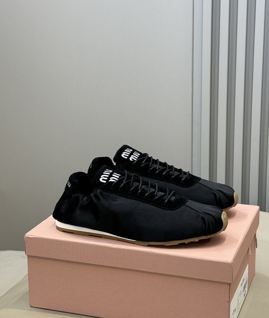 Miu Miu Satin Suede Casual Trainers Soft Lined Comfortable Everyday Shoes
