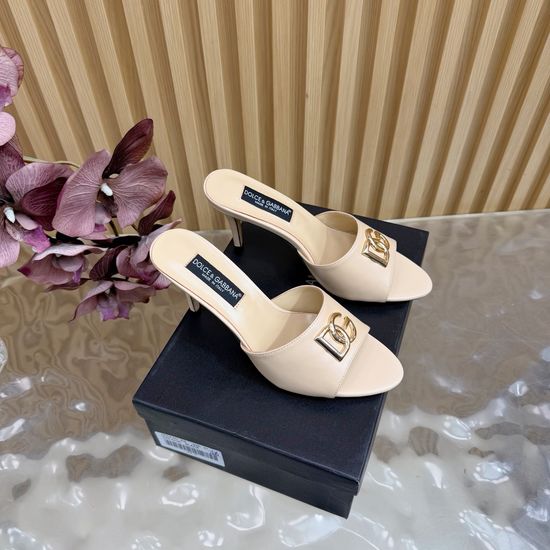 Dolce & Gabbana Retro Leather Slide High Heels with Fine Craftsmanship