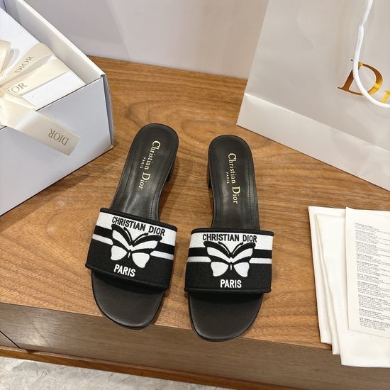 Christian Dior CD Color Block Stiletto Heel Sandals with Embroidered Logo
