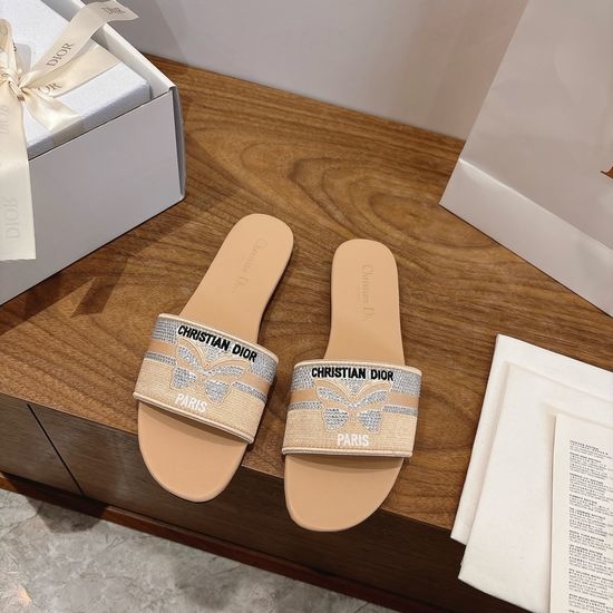 Christian Dior CD Embroidered Logo Chunky Heel Sandals with Gel Color
