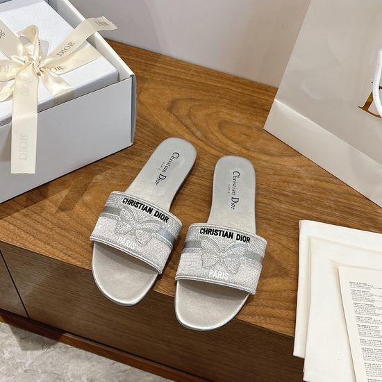 Christian Dior CD Embroidered Logo Chunky Heel Sandals with Gel Color