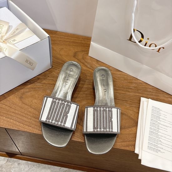 Christian Dior CD Square Toe Sandals with CD Logo and Chunky Heel