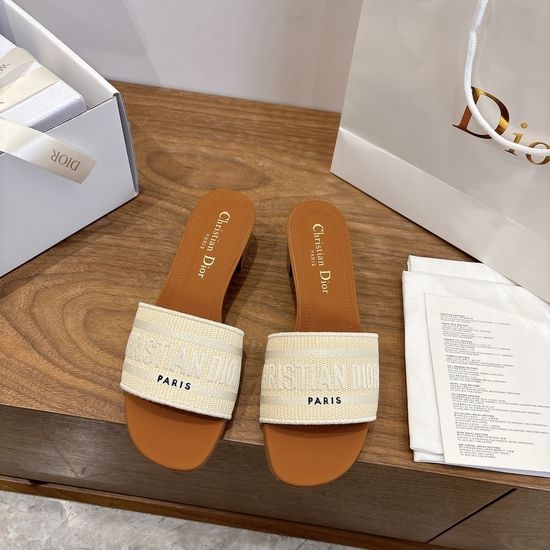 Christian Dior CD Square Toe Sandals with CD Logo and Chunky Heel