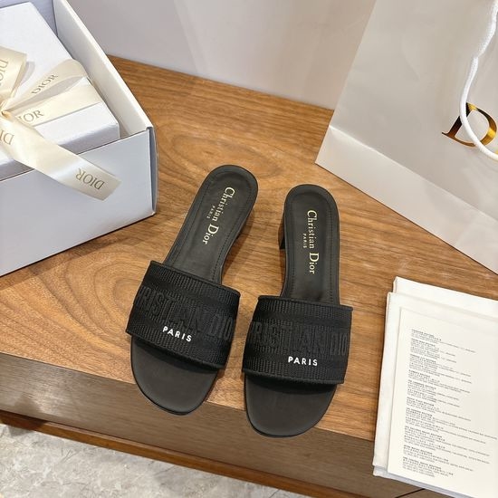 Christian Dior CD Square Toe Sandals with CD Logo and Chunky Heel