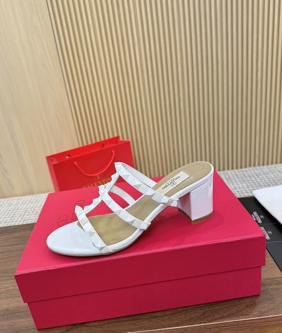 Valentino Rivet Embellished Hollow Out Patent Leather Low Heels
