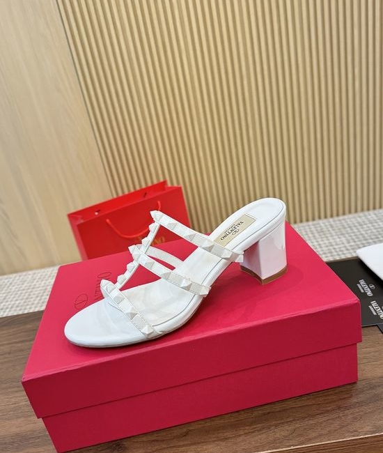 Valentino Rivet Embellished Hollow Out Patent Leather Low Heels