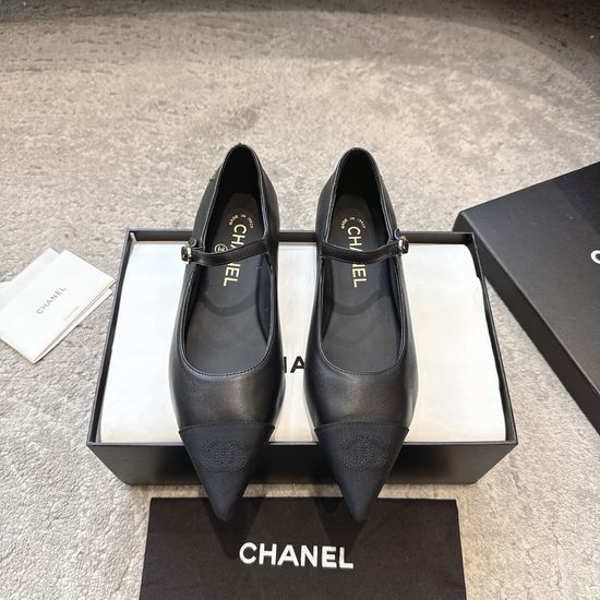 Chanel Vintage Pointed Toe Mary Jane Genuine Leather Casual Flats