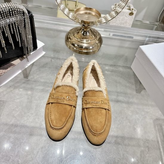 Christian Dior CD Suede Loafers with Metal Logo Leather Sole