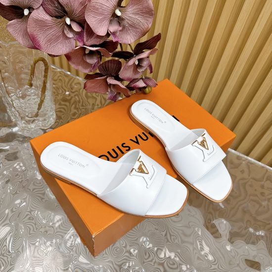 Louis Vuitton Buckle Detail Leather Flat Slide Sandals
