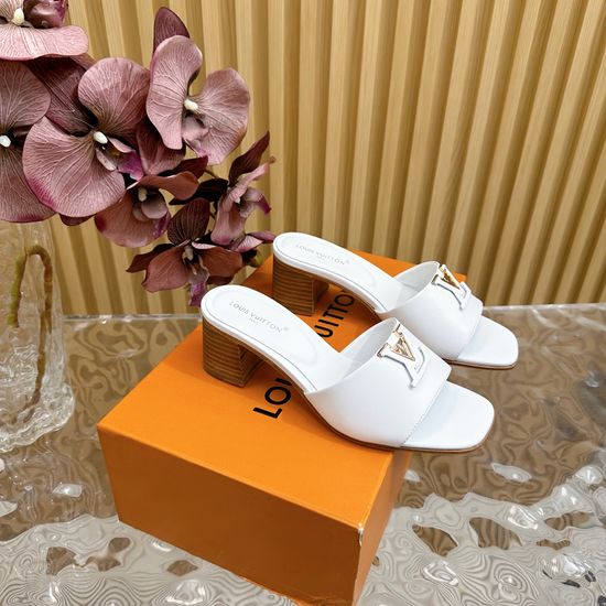 Louis Vuitton Buckle Detail Chunky Heel Slide Sandals