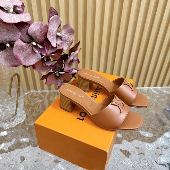 Louis Vuitton Buckle Detail Chunky Heel Slide Sandals