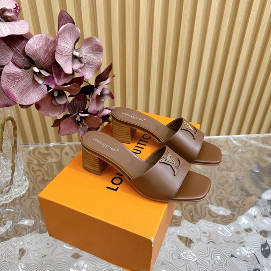 Louis Vuitton Buckle Detail Chunky Heel Slide Sandals