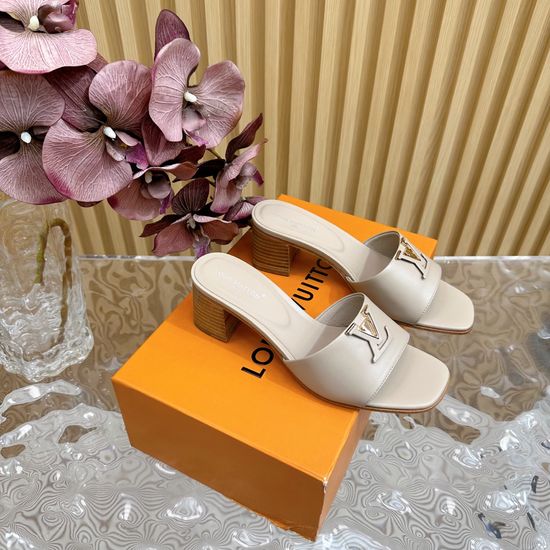 Louis Vuitton Buckle Detail Chunky Heel Slide Sandals