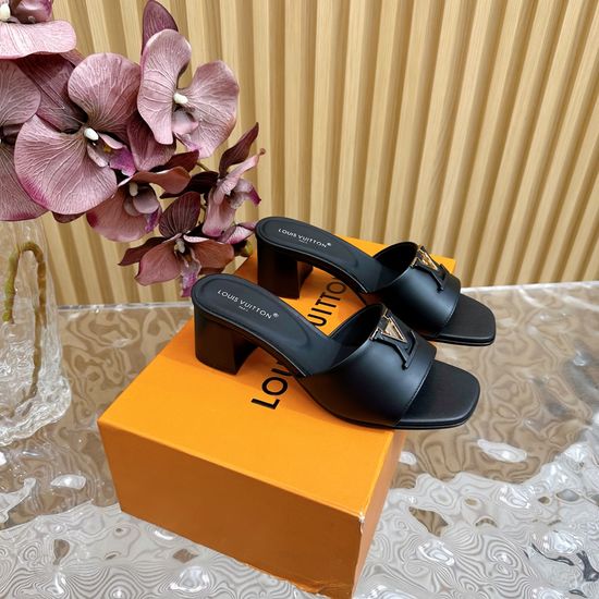 Louis Vuitton Buckle Detail Chunky Heel Slide Sandals