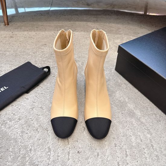 Chanel Elegant Patchwork Chunky Heel Elastic Boots
