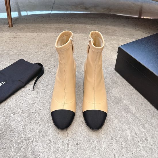 Chanel Elegant Patchwork Chunky Heel Elastic Boots