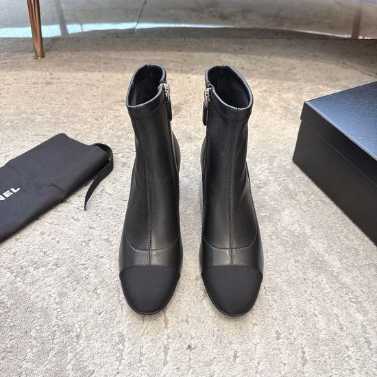 Chanel Elegant Patchwork Chunky Heel Elastic Boots