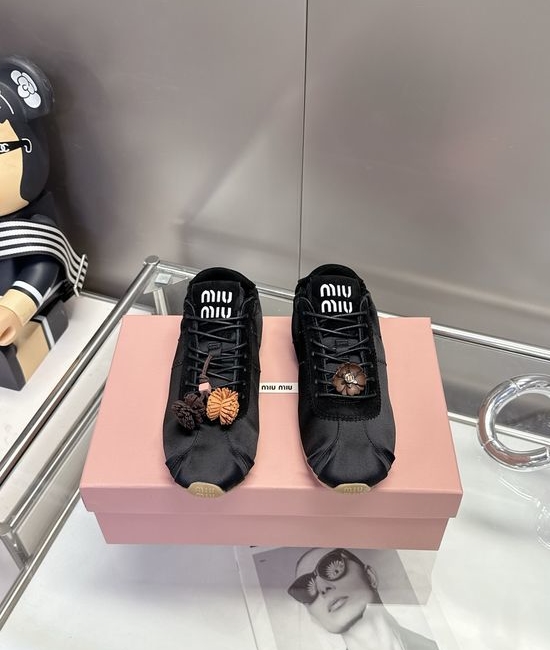 Miu Miu Satin Fabric Decorated Comfortable Versatile Fashion Sneakers